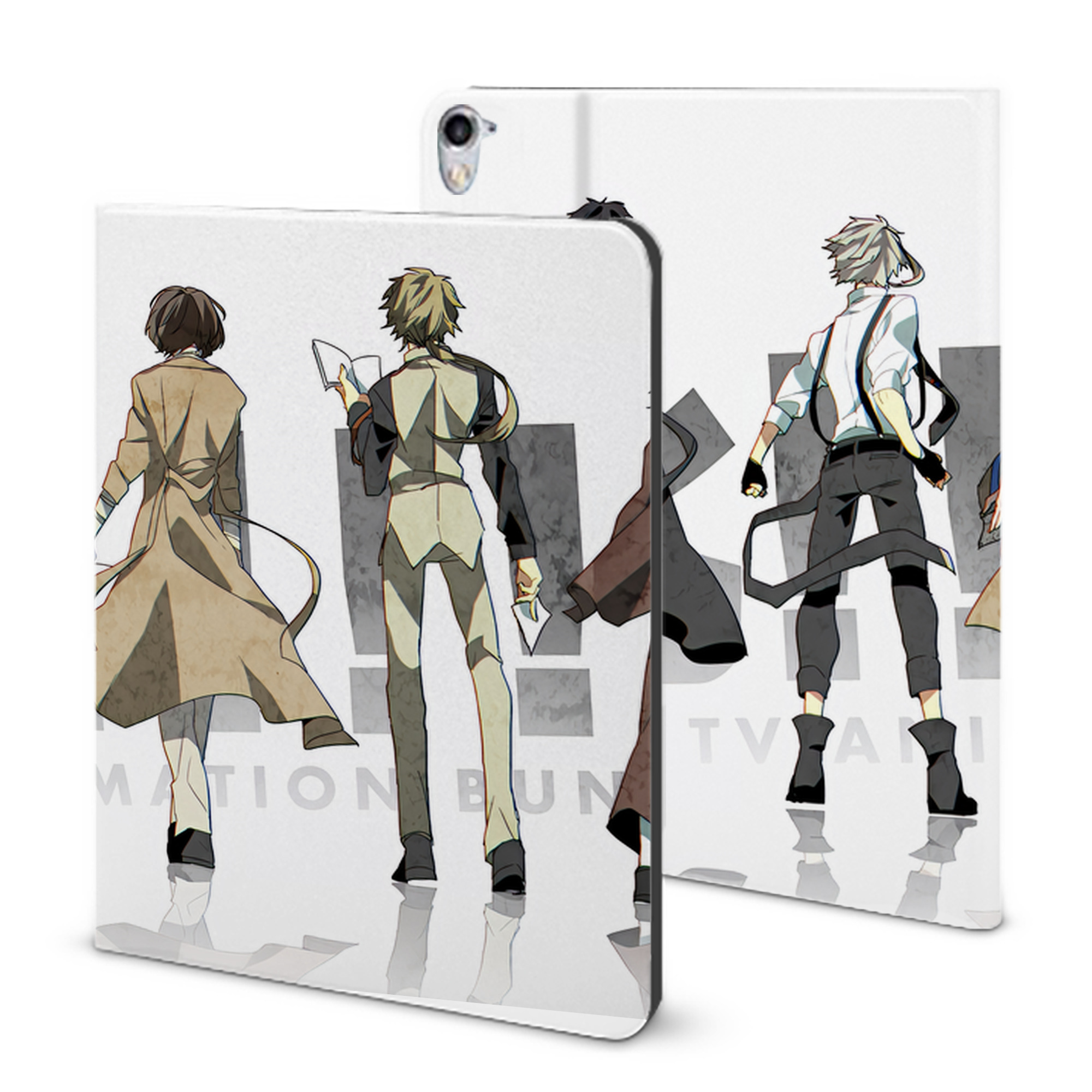 （画像用） 文豪ストレイドッグス Bungo Stray Dogs IPad ケース ブック型 PUレザー TPU 耐衝撃 軽量 薄型 ペン収納なし 全面保護 IPad 各モデル対応